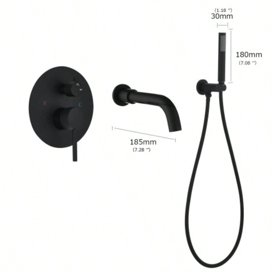 Matte Black Bathroom Tub filler Faucet Wall Mount Bathtub Faucet with Hand shower
