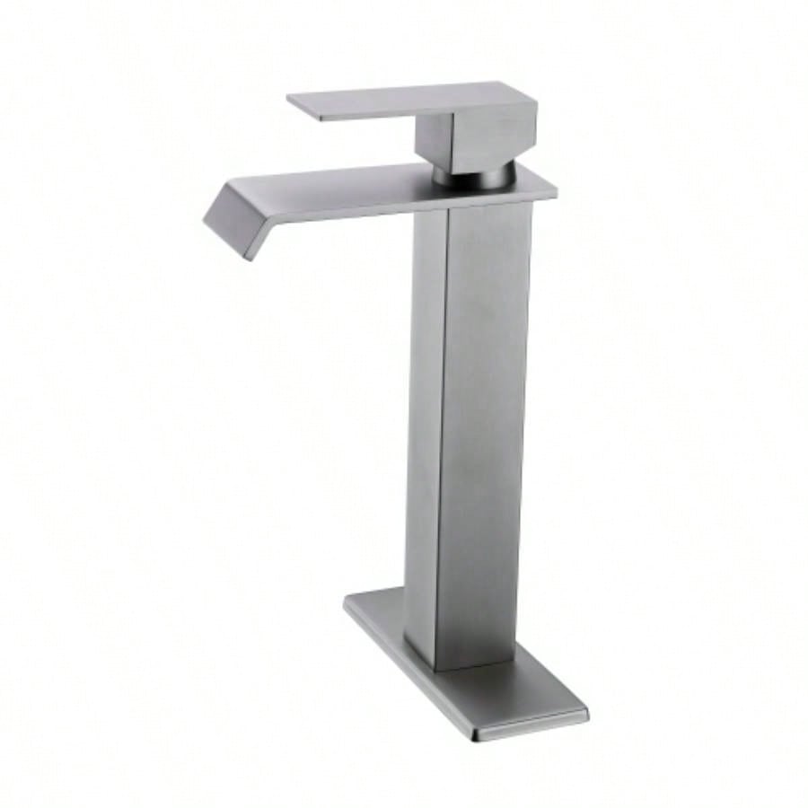 Waterfall Spout Bathroom Faucet, Single Handle Bathroom Vanity Sink Faucet