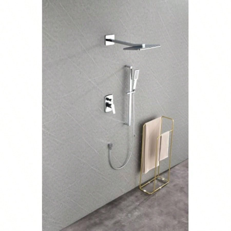 Shower System with Shower, Hand Shower, Slide Bar, Shower Arm, Hose, Trim, and Lever Handles