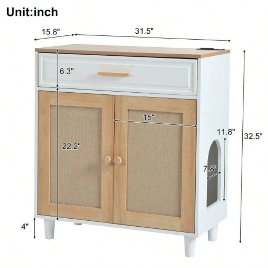 3 IN 1 furniture, Litter box Enclosure with Scratcher, house Modern Side Table with Storage