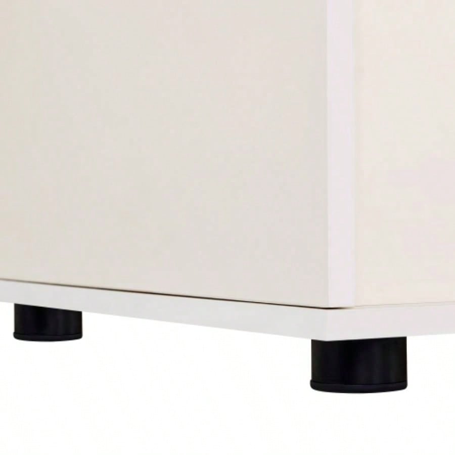 Modern White TV Stand with Storage, Litter Box Enclosure with Removable Sliding Door