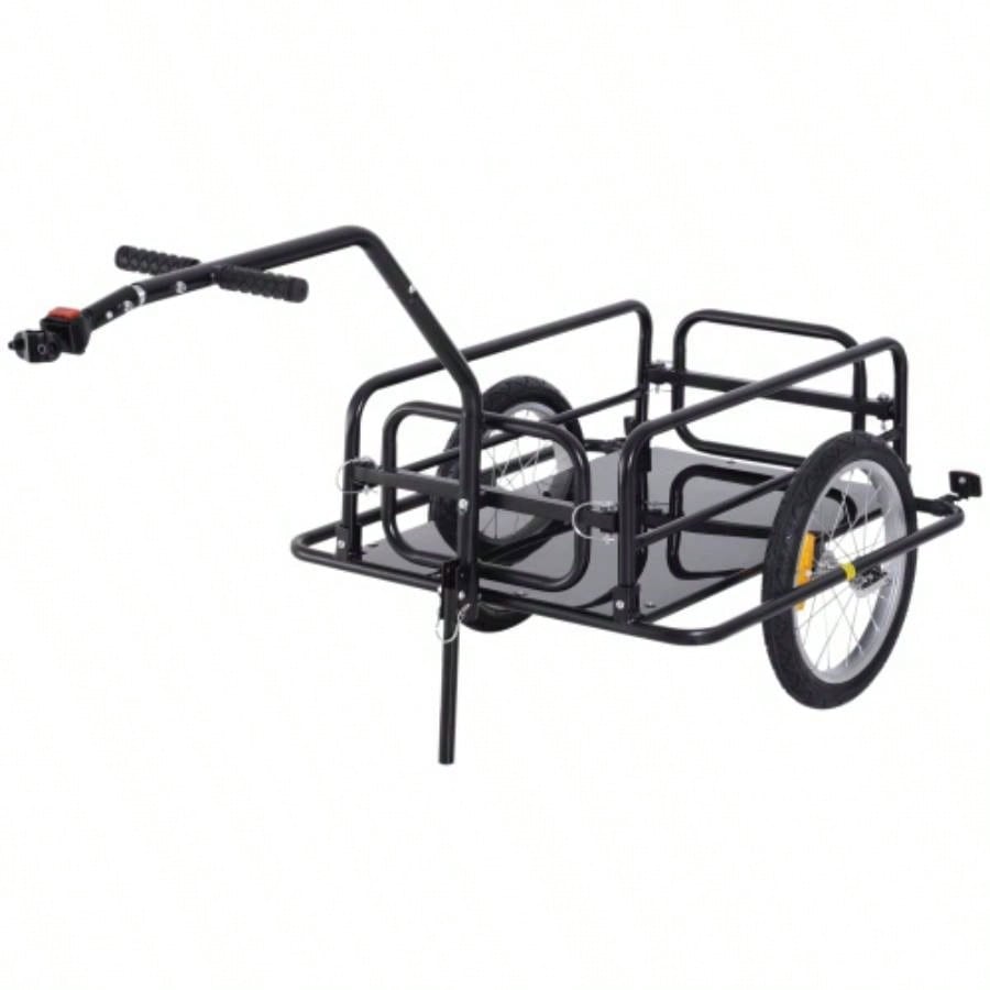 Aosom Bike Cargo Trailer, Trailer, Heavy - Duty Bike Wagon Cart, Foldable Compact Storage, with Universal Hitch, 16 Wheels, 88 lbs. Capacity, Black