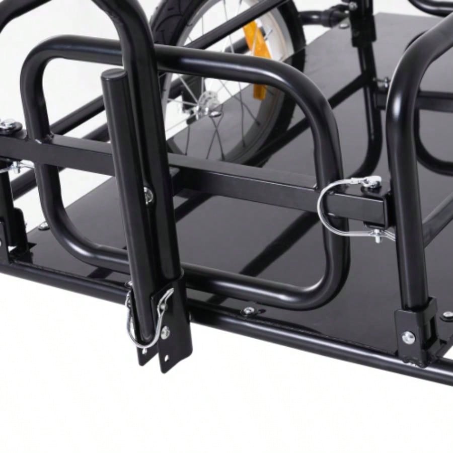 Aosom Bike Cargo Trailer, Trailer, Heavy - Duty Bike Wagon Cart, Foldable Compact Storage, with Universal Hitch, 16 Wheels, 88 lbs. Capacity, Black