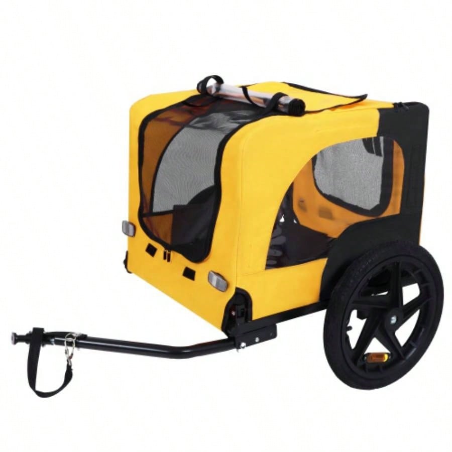 Pet Bike Trailer Dog Cart, Suitable Small and Medium Pets, Easy Folding Cart Frame, Quick Release Wheel, Non - Slip Floor, Internal Leash