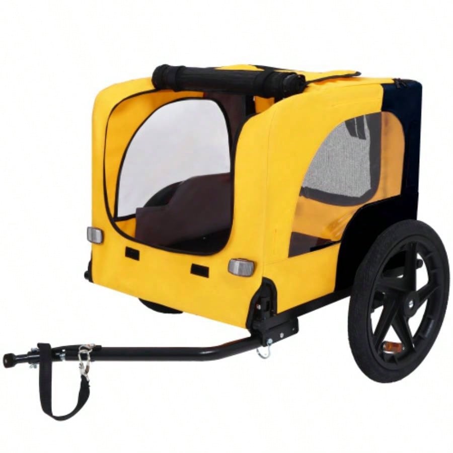 Pet Bike Trailer Dog Cart, Suitable Small and Medium Pets, Easy Folding Cart Frame, Quick Release Wheel, Non - Slip Floor, Internal Leash