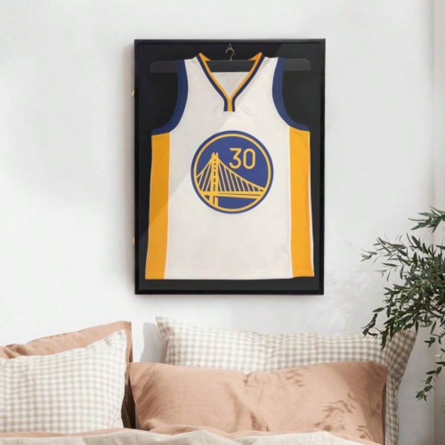 Jersey Frame Display with Lengthened Hanger Baseball Basketball Hockey Sport Shirt and Uniform, Black