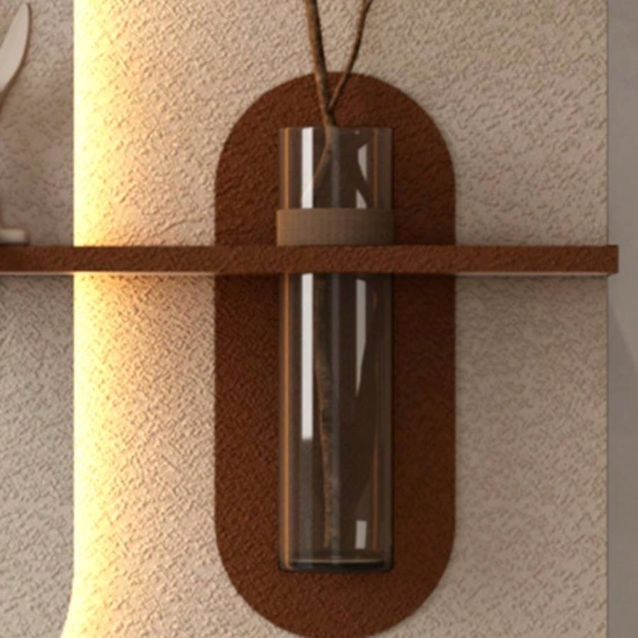 Adjustable 3 - Color LED Sandstone Wall Decor with Simulated Green Plants - 3D Art Sculpture, Glass Vase Rabbit Statue, Remote Control Light Strips Living Room, Bedroom, Hallway