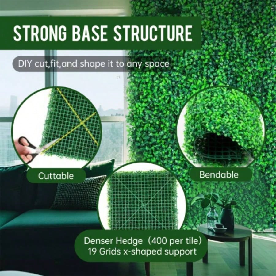 24Pcs 24in*16in Artificial Boxwood Topiary Hedge Plant Grass Backdrop Fence Privacy Screen Grass Wall Decoration Balcony Garden Fence