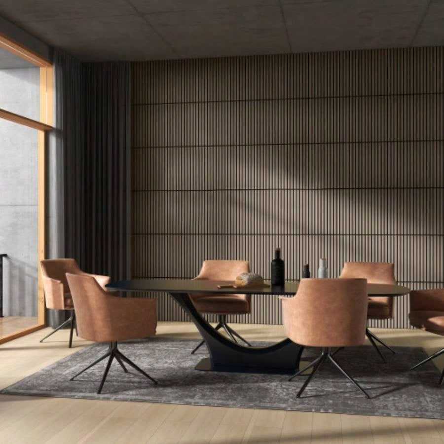 HOMCOM 4 Pack 3D Faux Wood Wall Panels, 24x 24 Sound Absorbing Acoustic Panels, Wood Slat Wall Panels Interior Wall Decor, Ceiling, Walnut