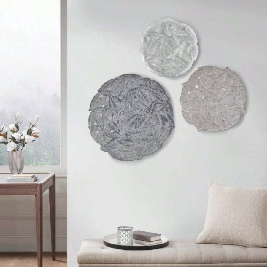 Textured 3 - piece Metal Disc Wall Decor Set