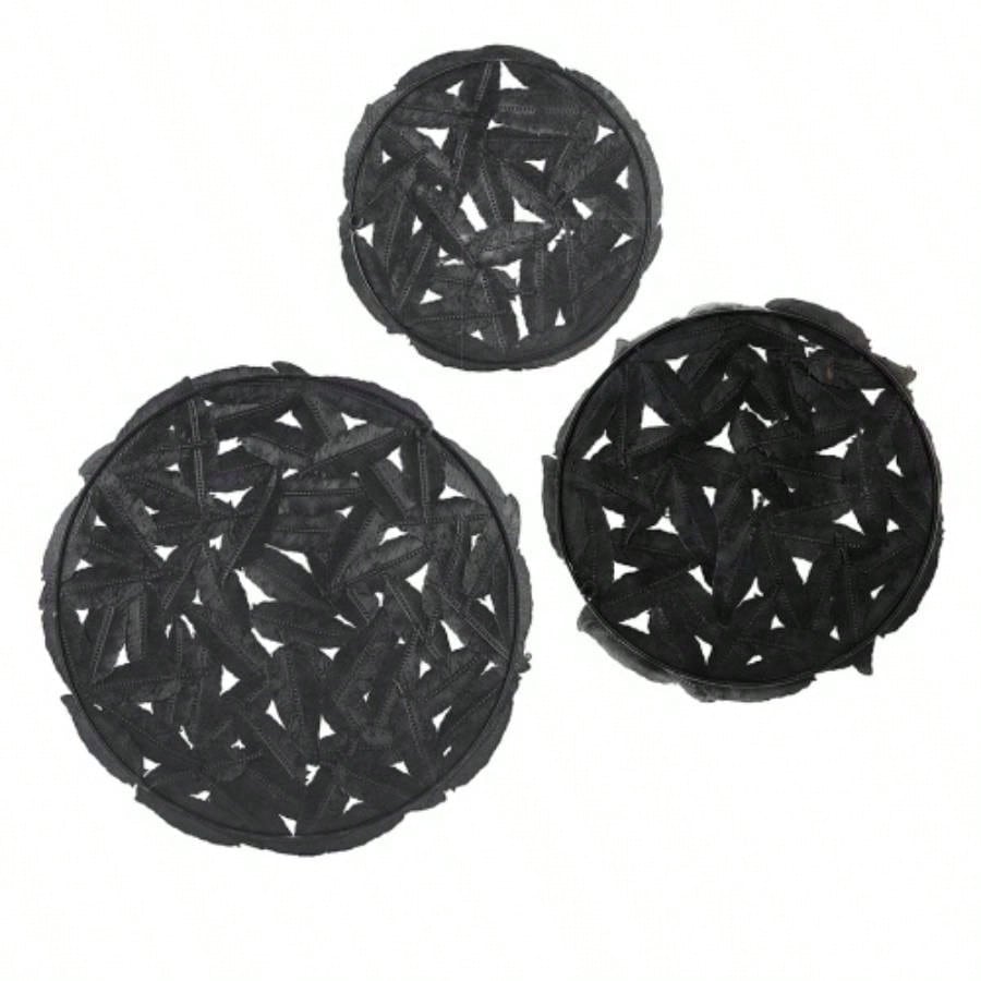 Textured 3 - piece Metal Disc Wall Decor Set