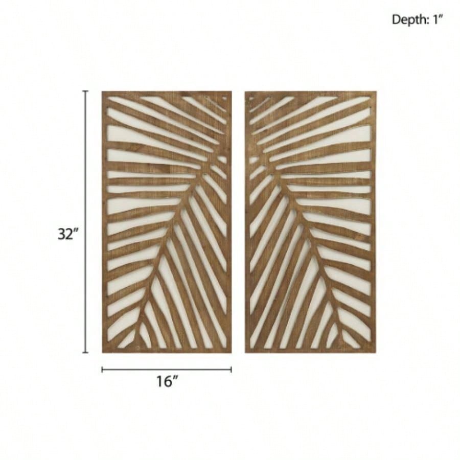 Two - tone 2 - piece Wood Panel Wall Decor Set
