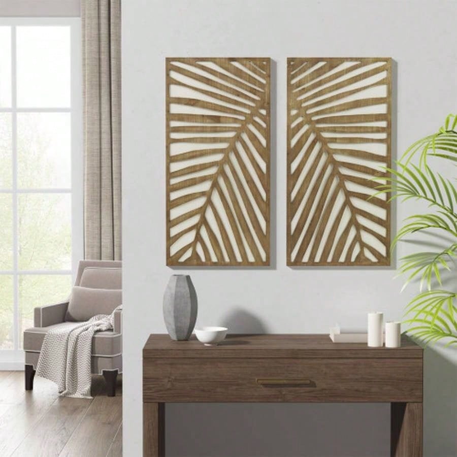 Two - tone 2 - piece Wood Panel Wall Decor Set
