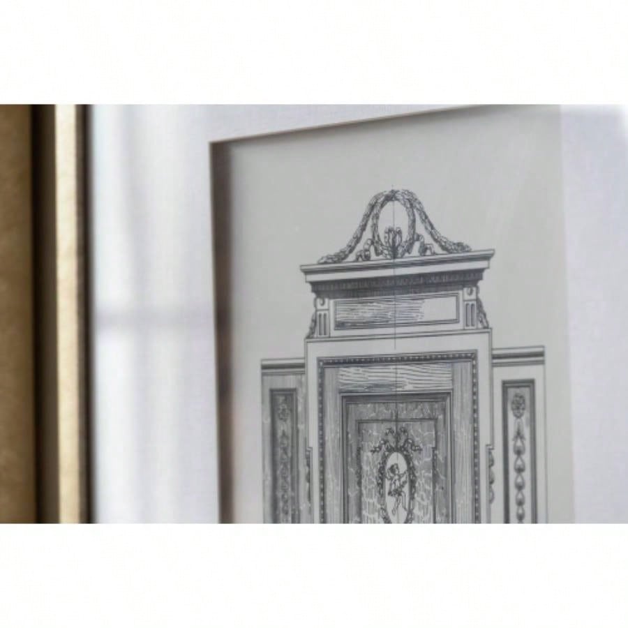 Set of 2 Pencil Architectual Wall Art, Wall Decor Accent, 24x 32