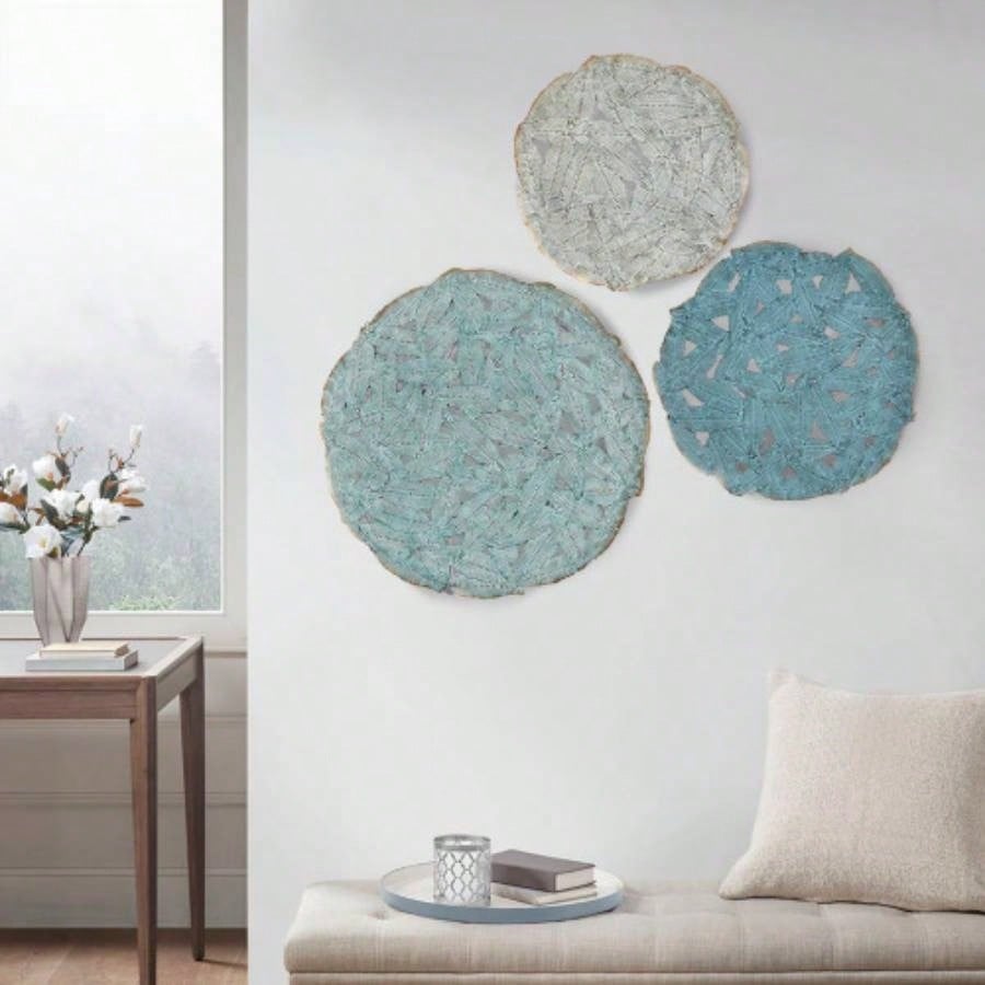 Textured 3 - piece Metal Disc Wall Decor Set