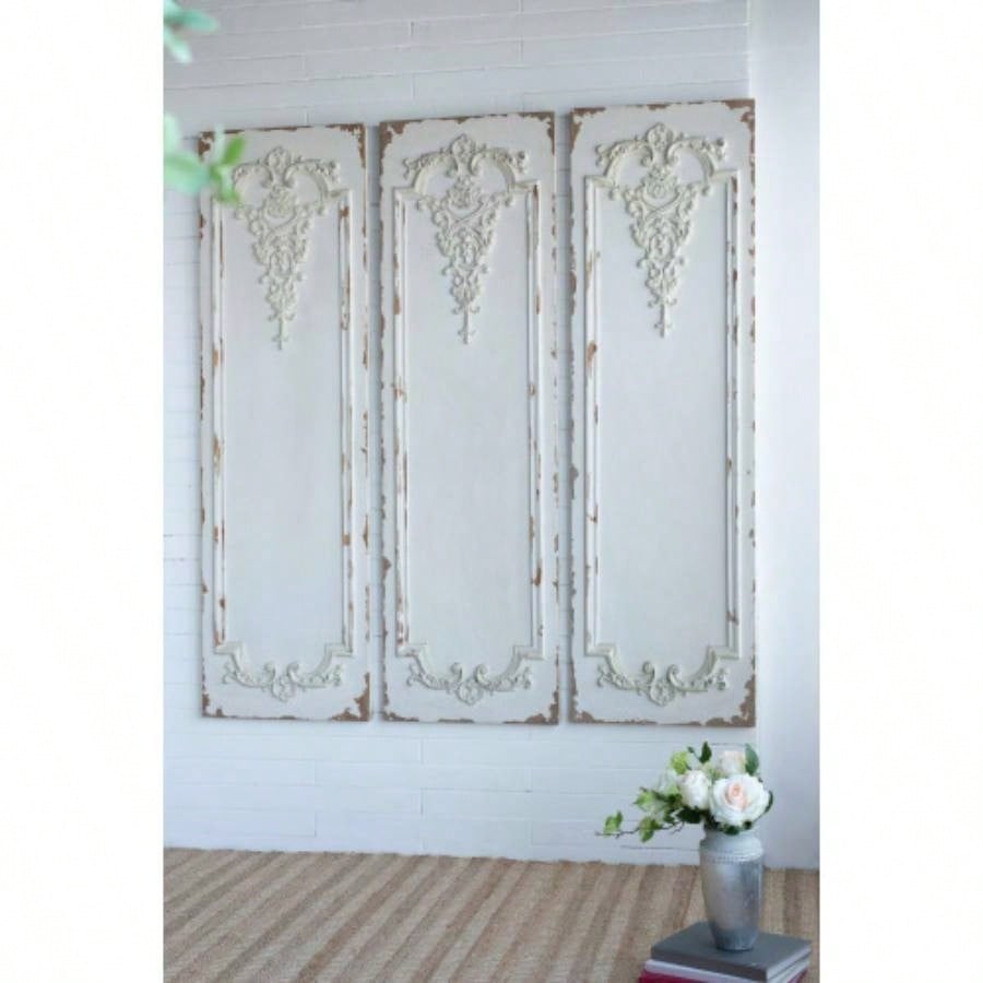 Set of 3 Large White Wall Art Panel, Rectangle Wall Sculpture, Wall Dcor Living Room Dining Room Office Bedroom, 21x 71