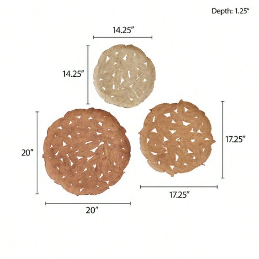 Textured 3 - piece Metal Disc Wall Decor Set