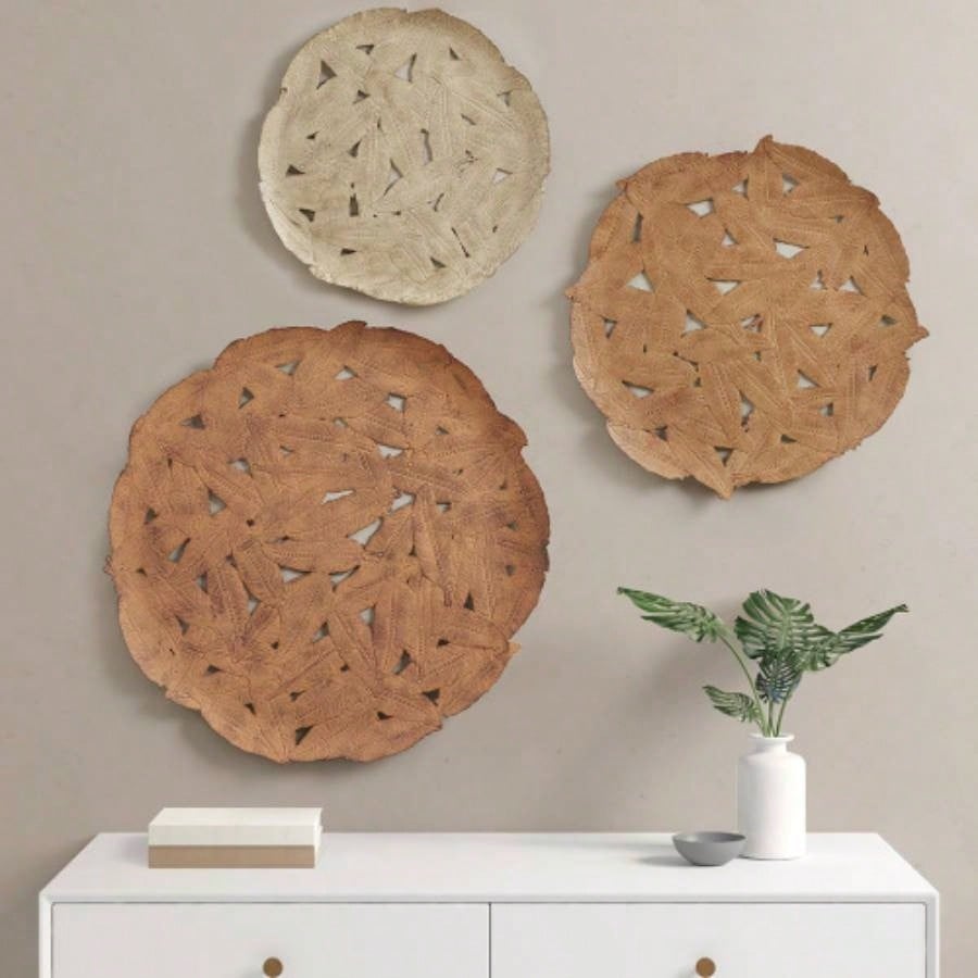 Textured 3 - piece Metal Disc Wall Decor Set