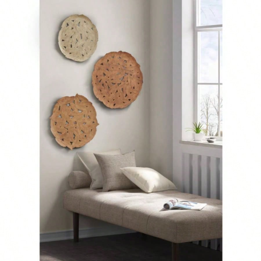 Textured 3 - piece Metal Disc Wall Decor Set