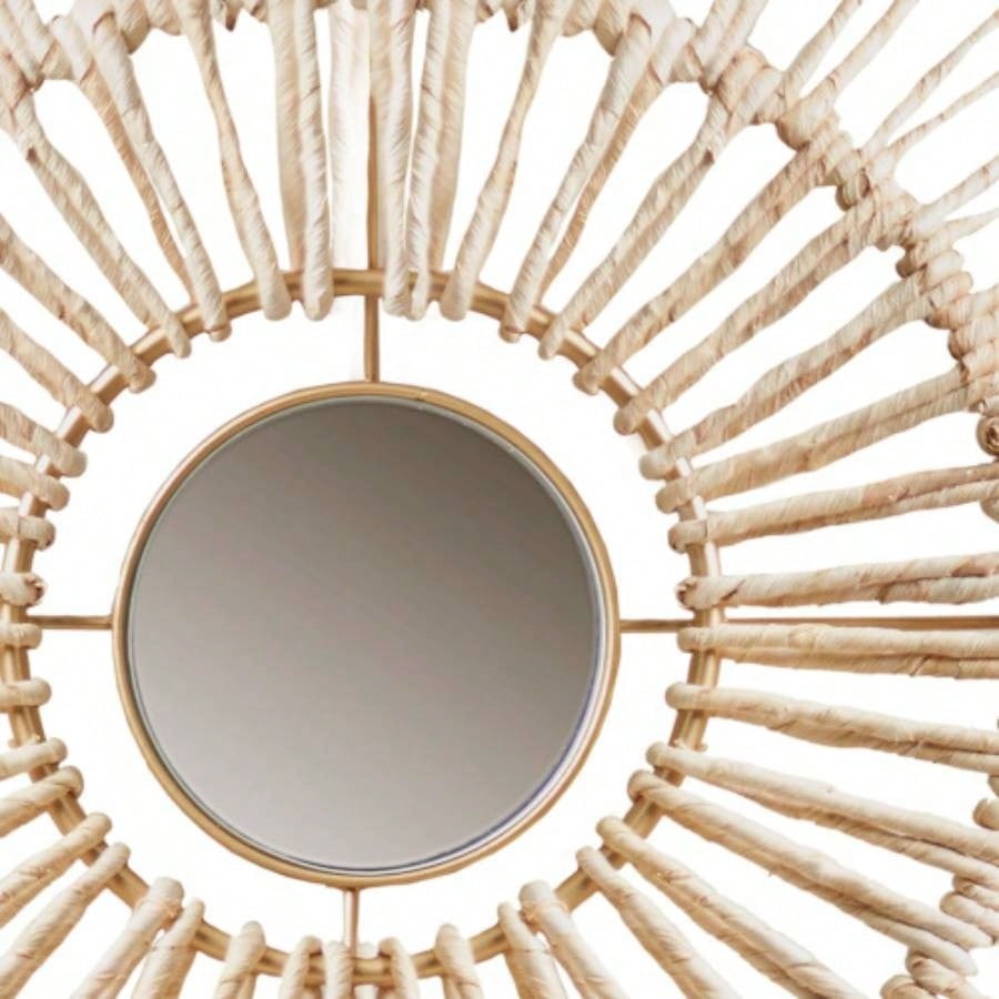 Round Natural Fiber and Mirror 3 - piece Wall Decor Set
