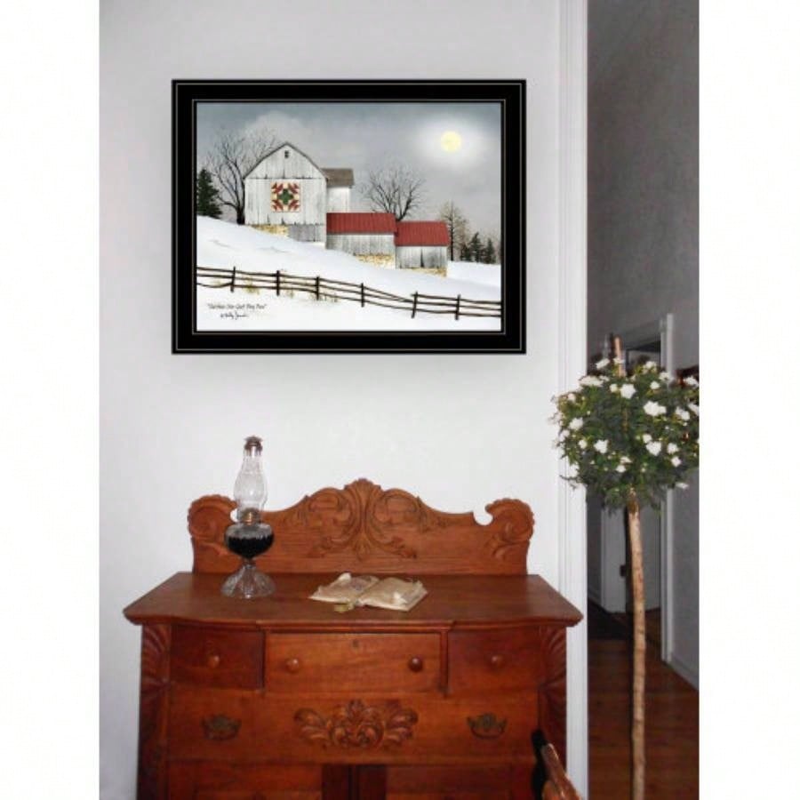 Trendy Decor 4U Quilt Block Barn Framed Wall Art, Modern Home Decor Framed Print Living Room, Bedroom Farmhouse Wall Decoration by Billy Jacobs