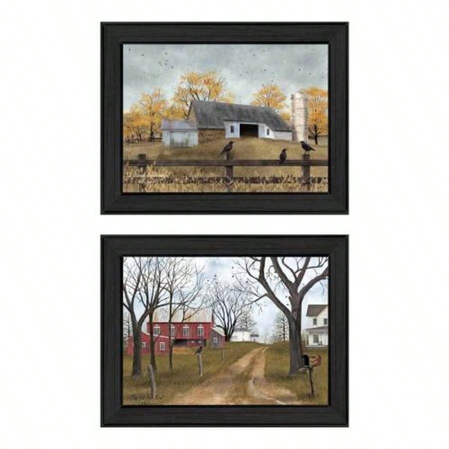 Trendy Decor 4U Country Roads Framed Wall Art, Modern Home Decor Framed Print Living Room, Bedroom Farmhouse Wall Decoration by Billy Jacobs