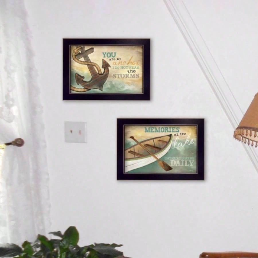 Memories at Lake 2 - Piece Vignette By Marla Rae, Printed Wall Art, Ready To Hang Framed Poster, Black Frame