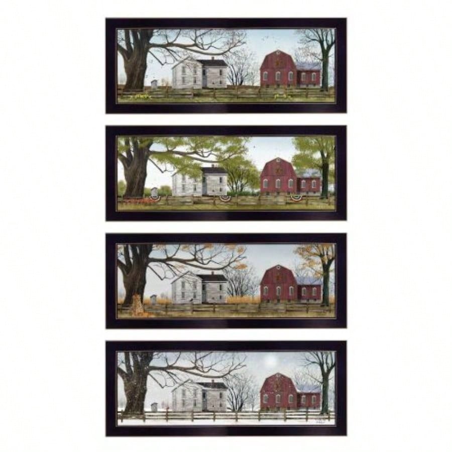 Trendy Decor 4U Four Seasons Framed Wall Art, Modern Home Decor Framed Print Living Room, Bedroom Farmhouse Wall Decoration by Billy Jacobs