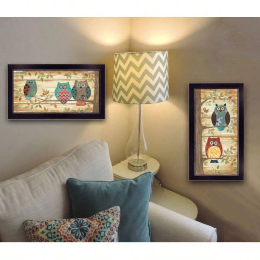 Wise Owls 2 - Piece Vignette By Annie LaPoint, Printed Wall Art, Ready To Hang Framed Poster, Black Frame
