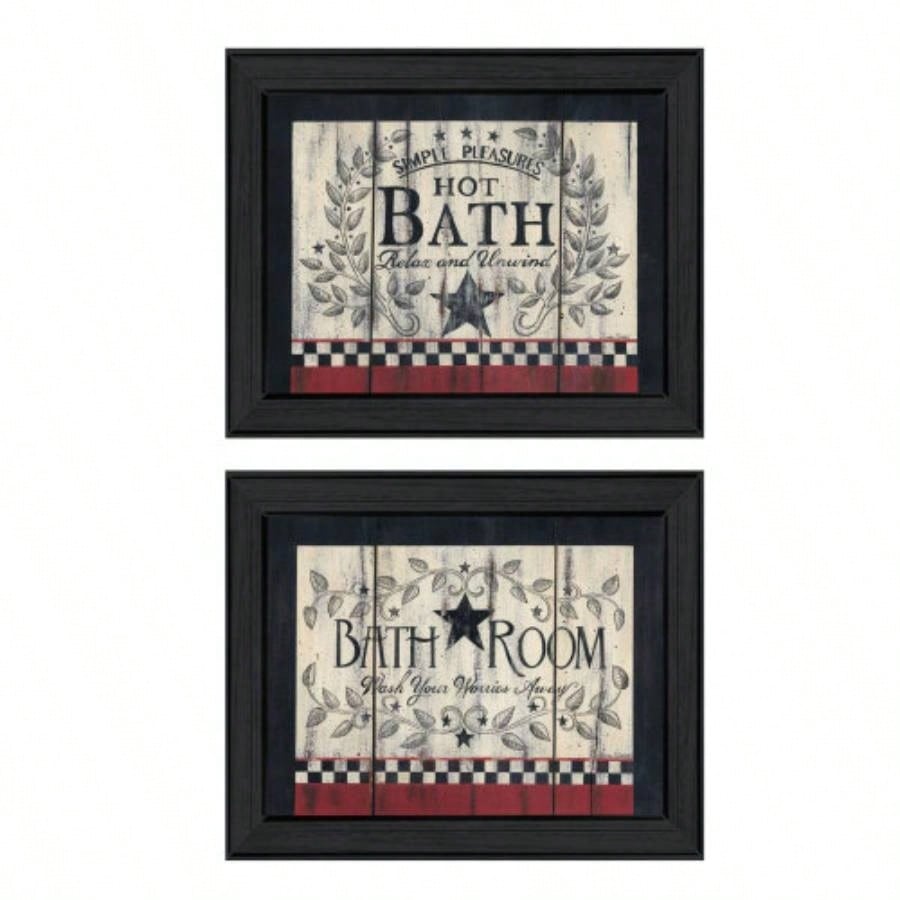 Hot Bath 2 - Piece Vignette by Linda Spivey, Black Frame