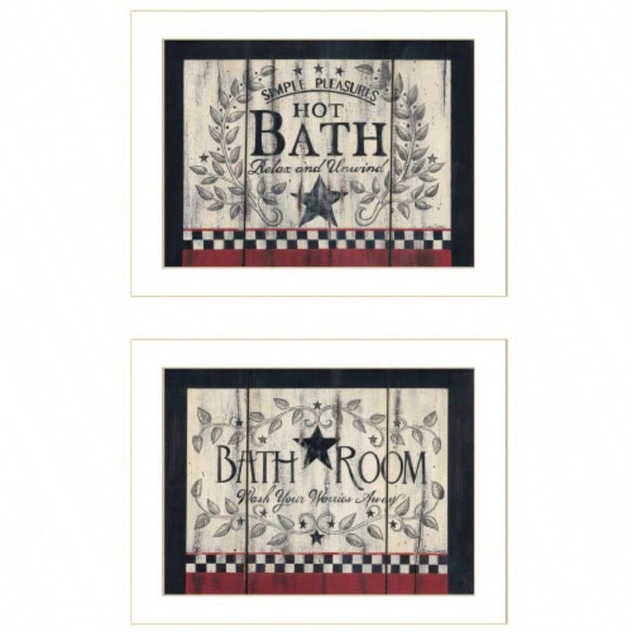 Hot Bath 2 - Piece Vignette by Linda Spivey, White Frame