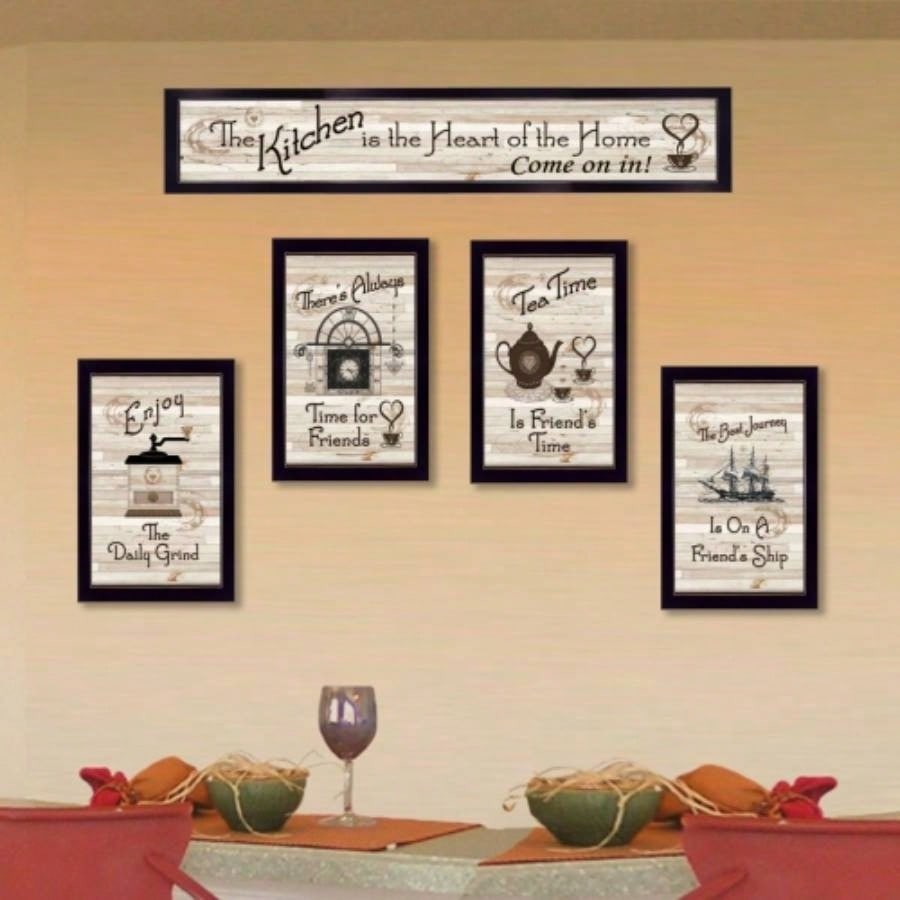 Trendy Decor 4U Kitchen Friendship Framed Wall Art, Modern Home Decor 5 Piece Vignette Living Room, Bedroom Farmhouse Wall Decoration by Millwork Engineering