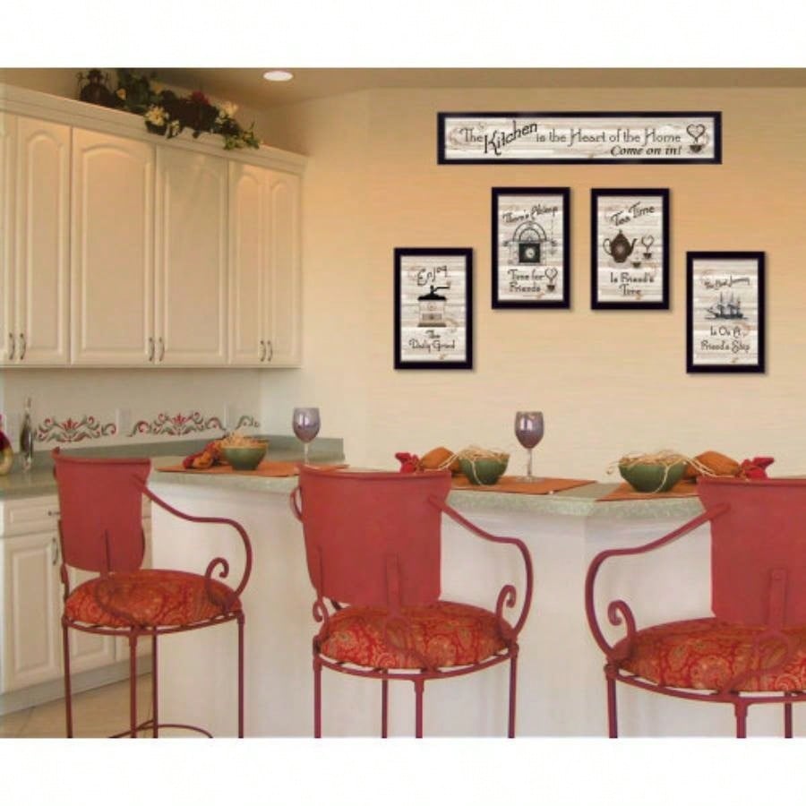 Trendy Decor 4U Kitchen Friendship Framed Wall Art, Modern Home Decor 5 Piece Vignette Living Room, Bedroom Farmhouse Wall Decoration by Millwork Engineering