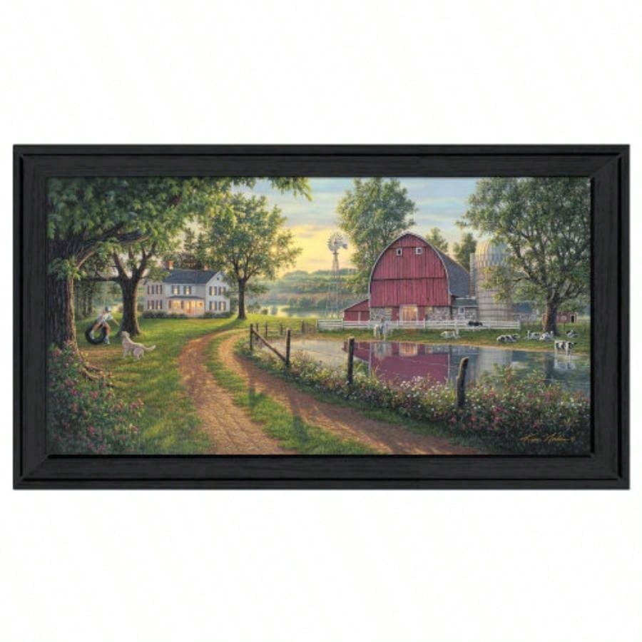 Trendy Decor 4U Road Home Framed Wall Art, Modern Home Decor Framed Print Living Room, Bedroom Farmhouse Wall Decoration by Kim Norlien