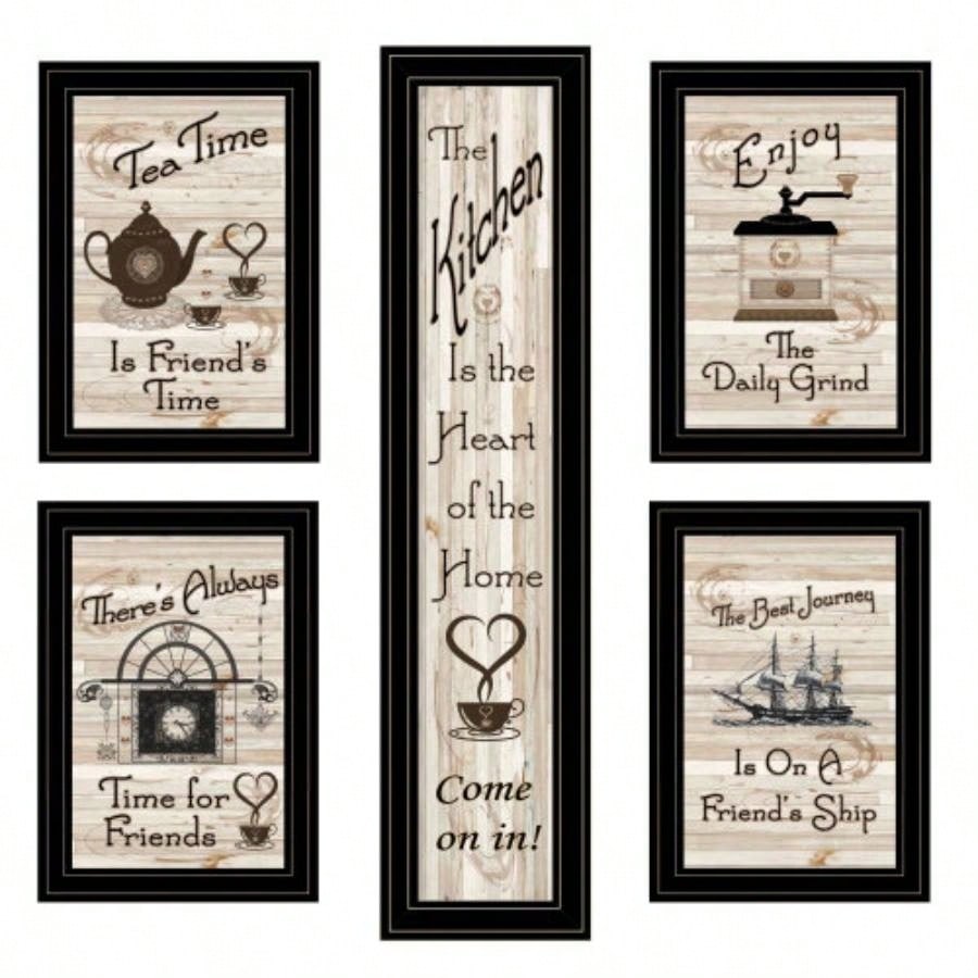 Kitchen Friendship 5 - Piece Vignette By Trendy Decor 4U, Black Frame