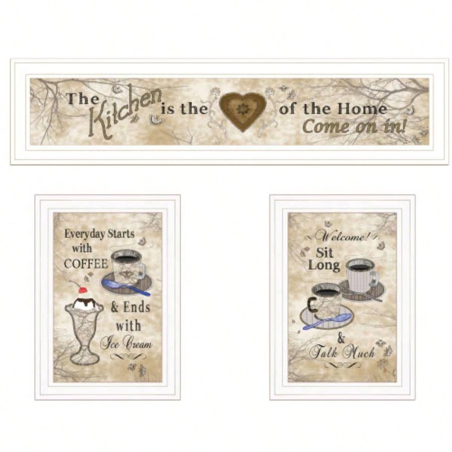 Love of Nature Kitchen 3 - Piece Vignette By Trendy Decor 4U, White Frame