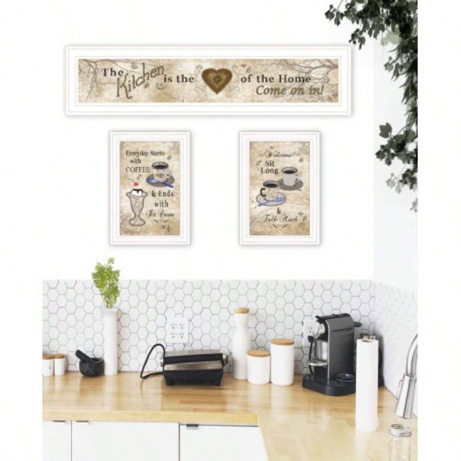 Love of Nature Kitchen 3 - Piece Vignette By Trendy Decor 4U, White Frame