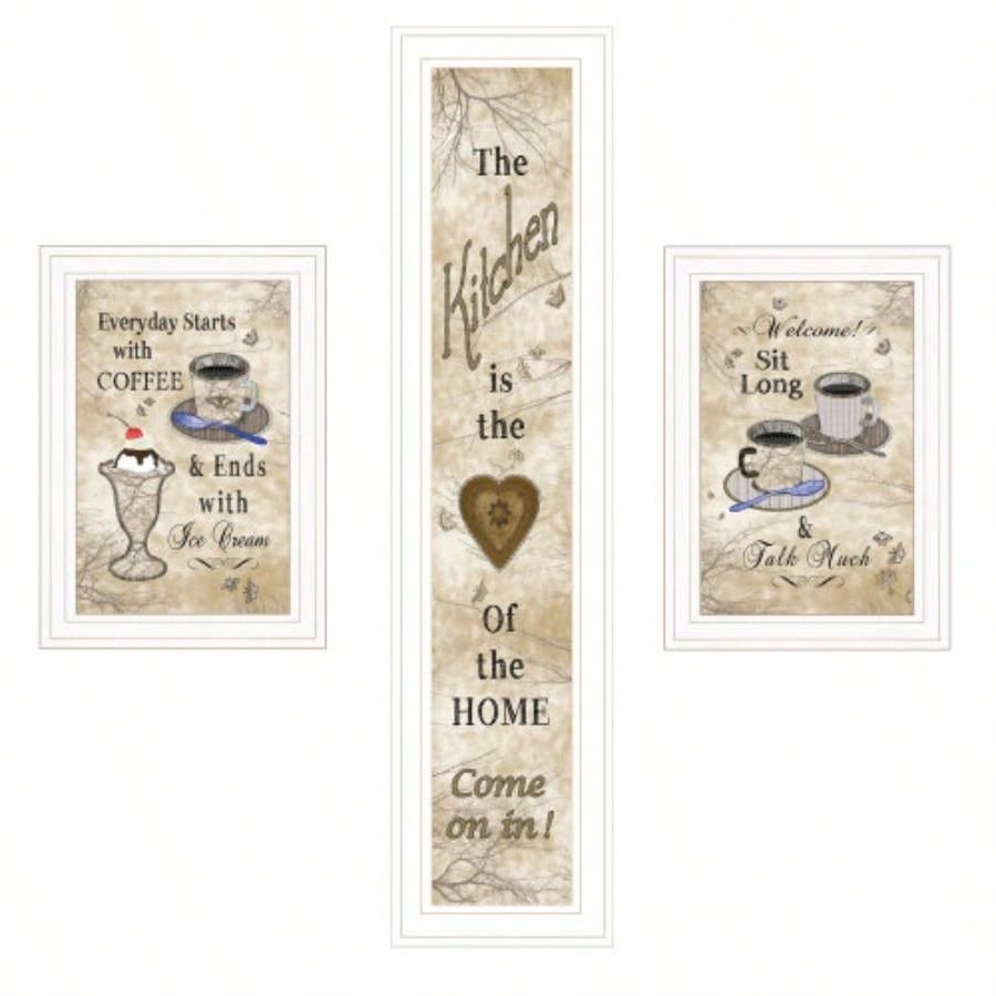 Love of Nature Kitchen 3 - Piece Vignette By Trendy Decor 4U, White Frame