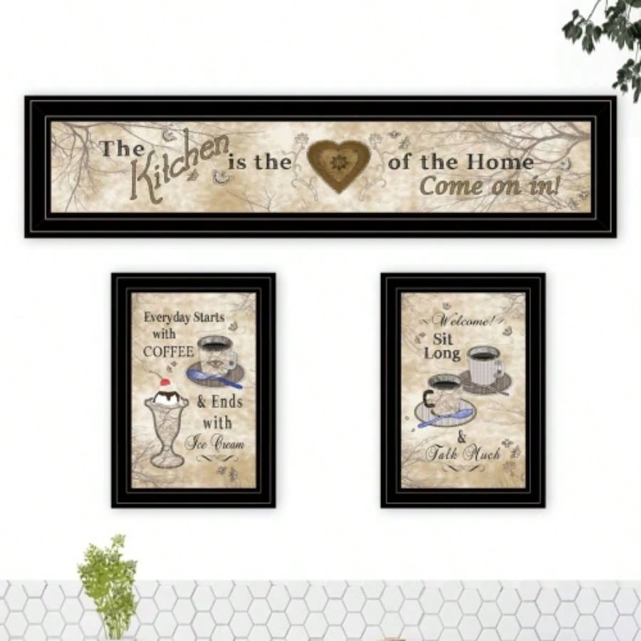 Love of Nature Kitchen 3 - Piece Vignette By Trendy Decor 4U, Black Frame