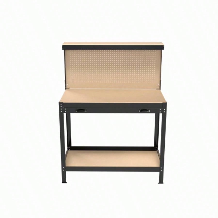 63 Tools Cabinet Working Tables Workbench Storage Workshop Table with Drawers and Pegboard