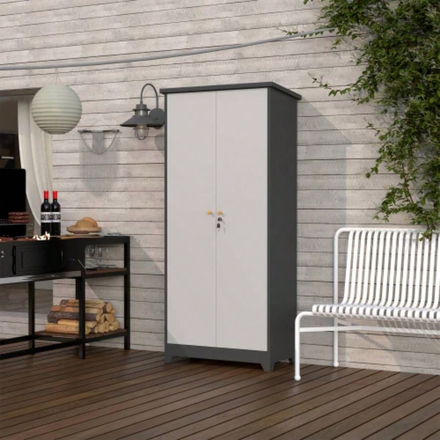 Outdoor Cabinet Outdoor Storage Cabinet Waterproof, Storage Cabinet cabinet with Shelves, Vertical Tall Garden Storage cabient Outdoor Storage Cabinet Weatherproof Outside in light gray