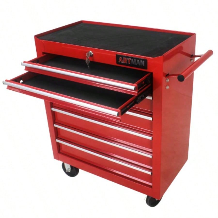 DRAWERS MULTIFUNCTIONAL CART WITH WHEELS - RED