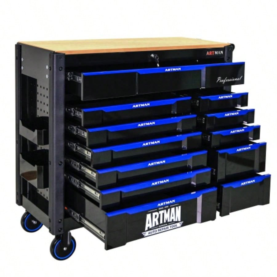 12 - Layer Drawer Multi - purpose Car, With Wheels, Wooden Countertops