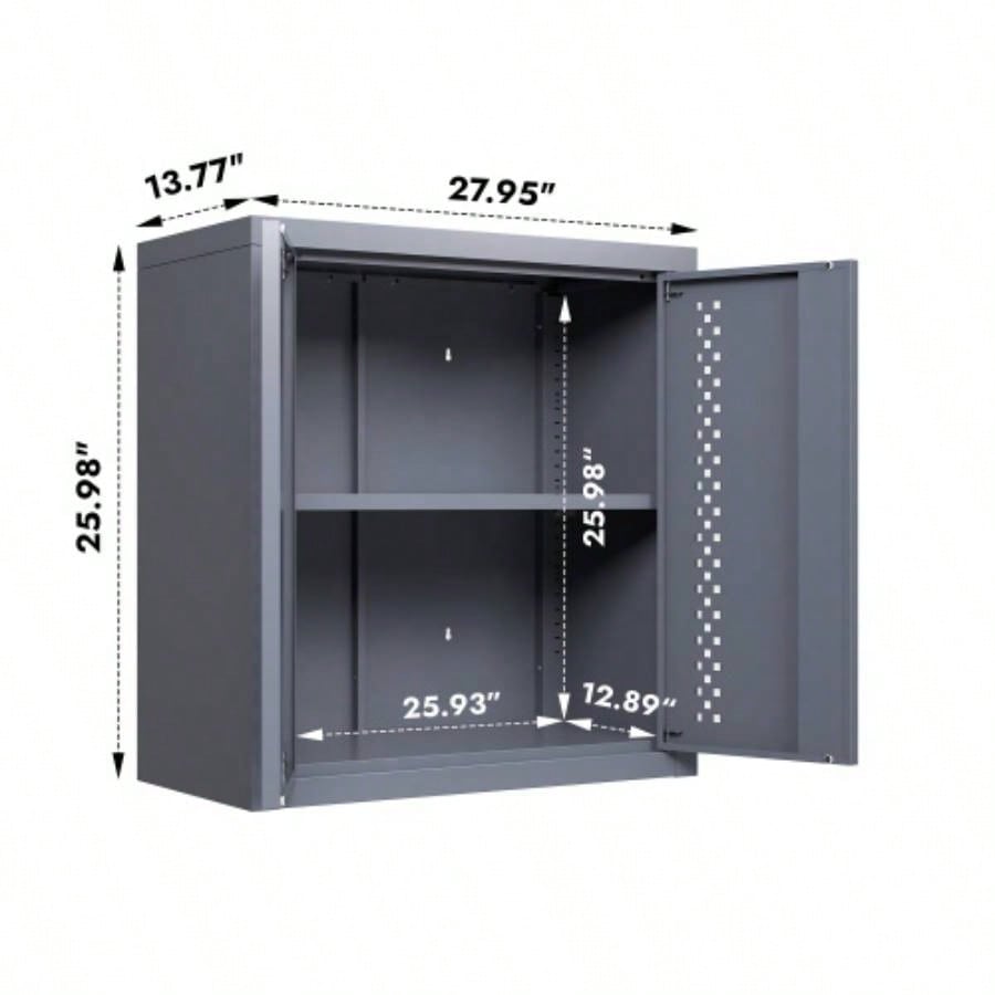Metal garage cabinet with door, wall - mounted storage cabinet, floating cabinet basements, kitchens, and warehouses gray, 13.77 H