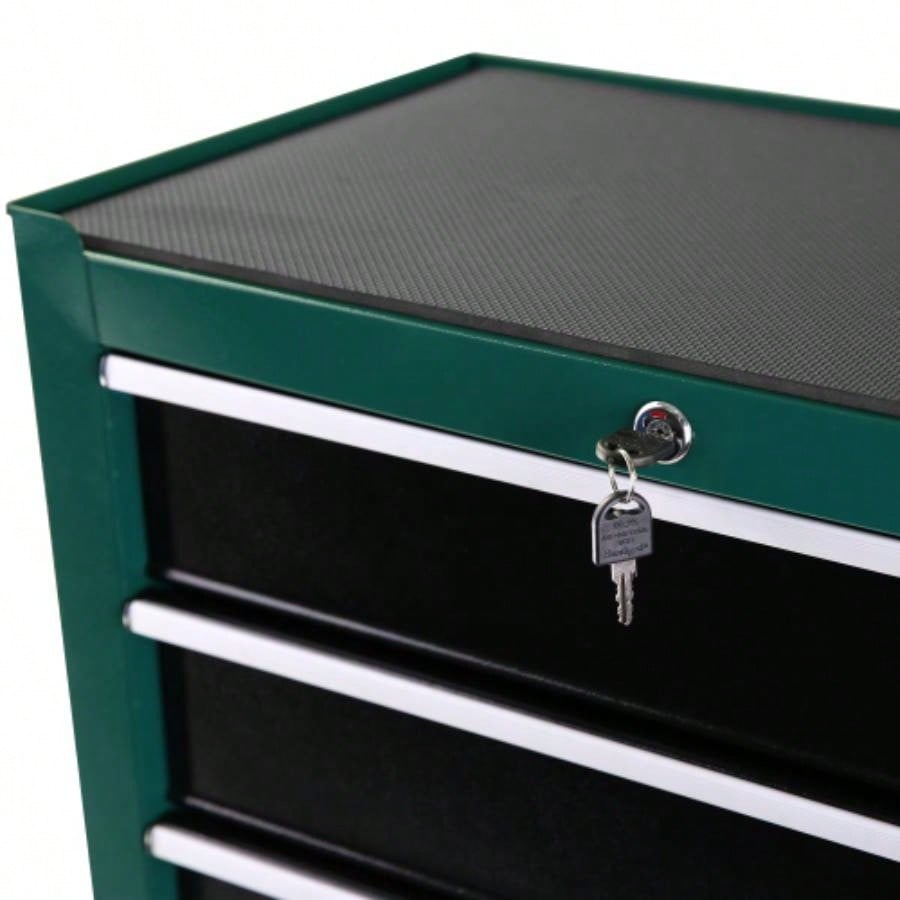 5 - Drawers Rolling Chest, Cabinet on Wheels with Keyed Locking System and Drawer Liners, Chest with Link and can be Combined to Large Cabinet Set, Warehouse, Garage