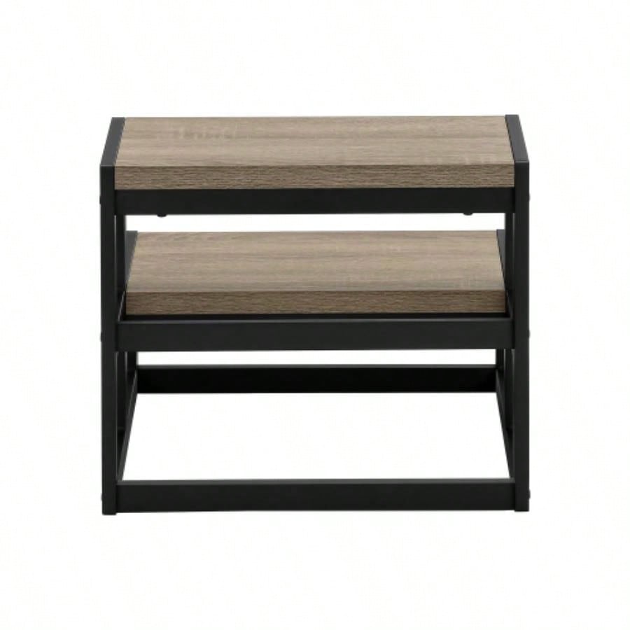 Ladder, Step Stool, Bedroom, Kitchen, Black Metal, Dark Taupe Laminate, Contemporary