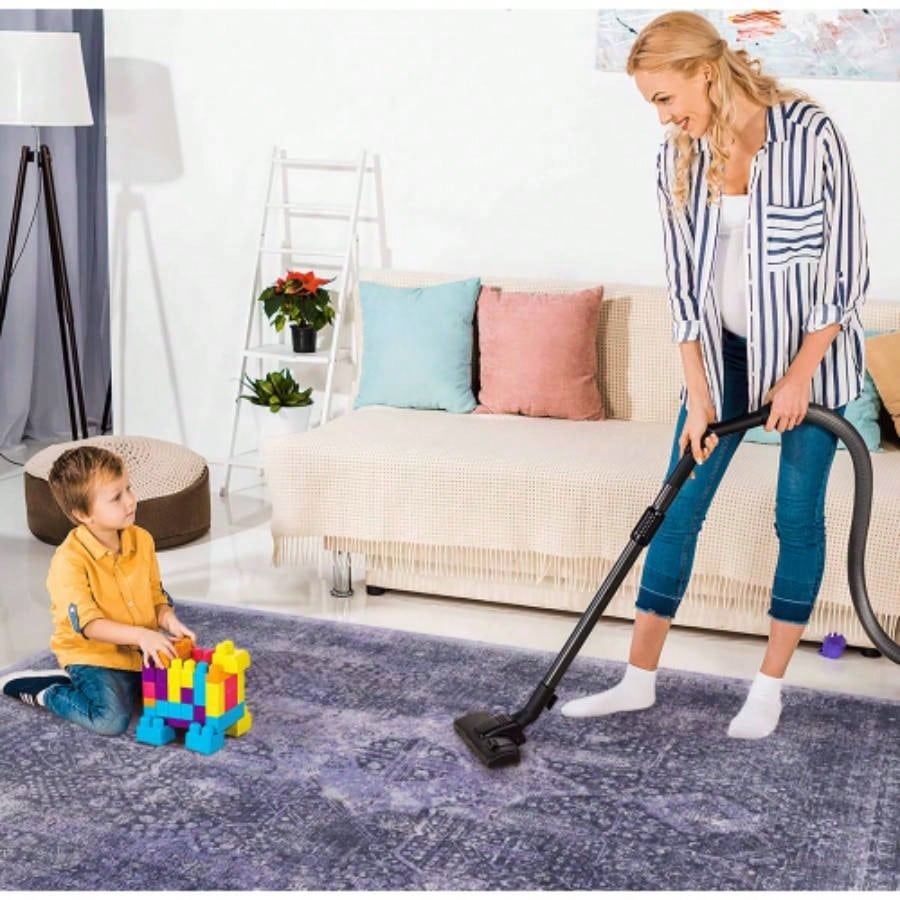 LOOM LUXE 8x10 Area Rug, Washable Rug, Low - Pile, Non - Slip, Non - Shedding, Foldable, Kid Pet Friendly - Area Rugs living room, bedroom, kitchen Anthracite, 8x 10