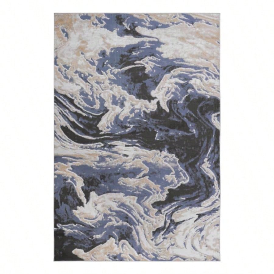 LOOM LUXE 8X10 L. Blue/Abstract Non - Shedding Living Room Bedroom Dining Home Office Stylish and Stain Resistant Area Rug
