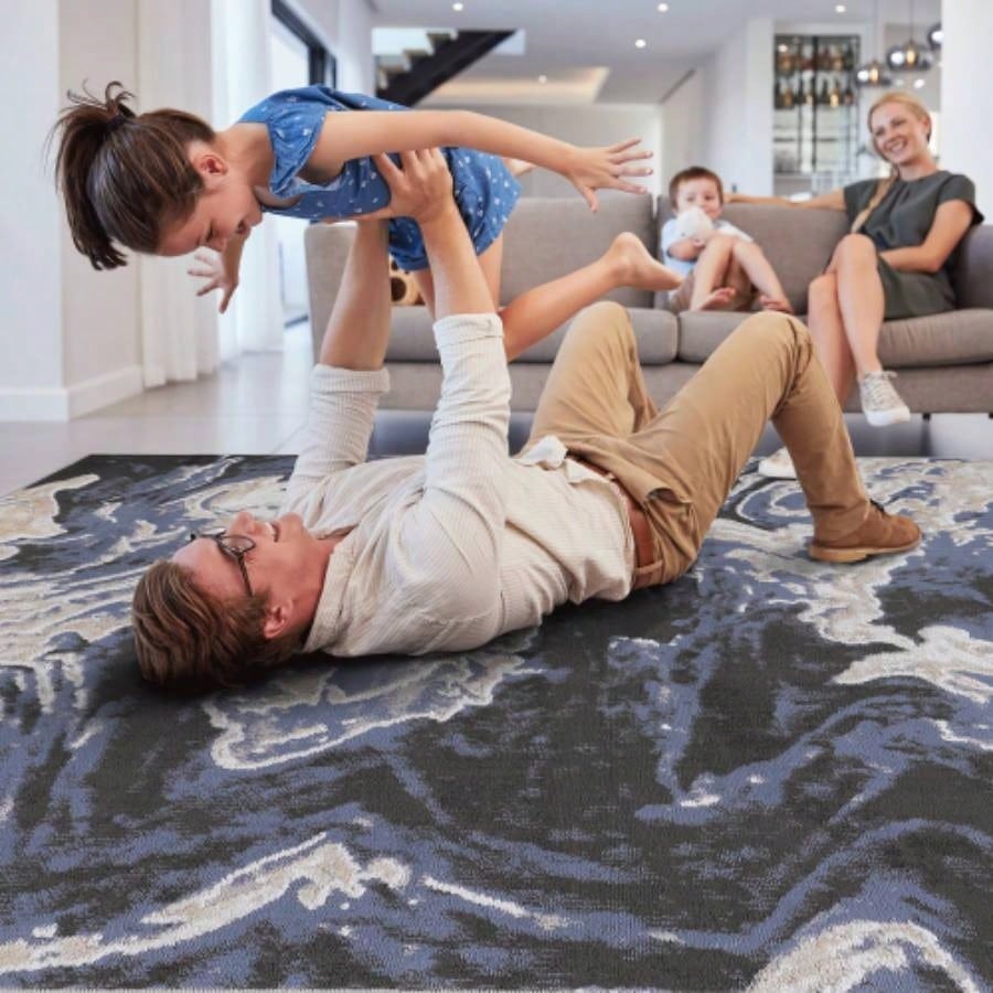 LOOM LUXE 6X9 L. Blue/Abstract Non - Shedding Living Room Bedroom Dining Home Office Stylish and Stain Resistant Area Rug