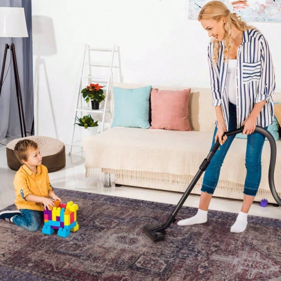 LOOM LUXE Area Rugs 8x10 Washable Rug, Low - Pile, Non - Slip, Non - Shedding, Foldable, KidPet Friendly - Area Rugs living room, bedroom, kitchen Burgundy/Blue, 8x 10